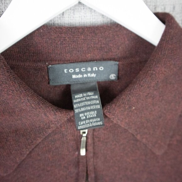 Toscano Made in Italy Burgundy Quarter Zip Sweater - Picture 4 of 8
